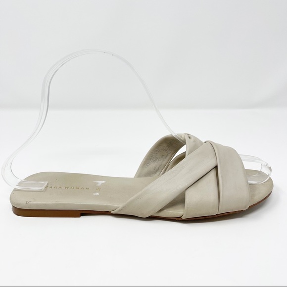 Zara Crisscross Slide Flat Sandals Ivory Size 6